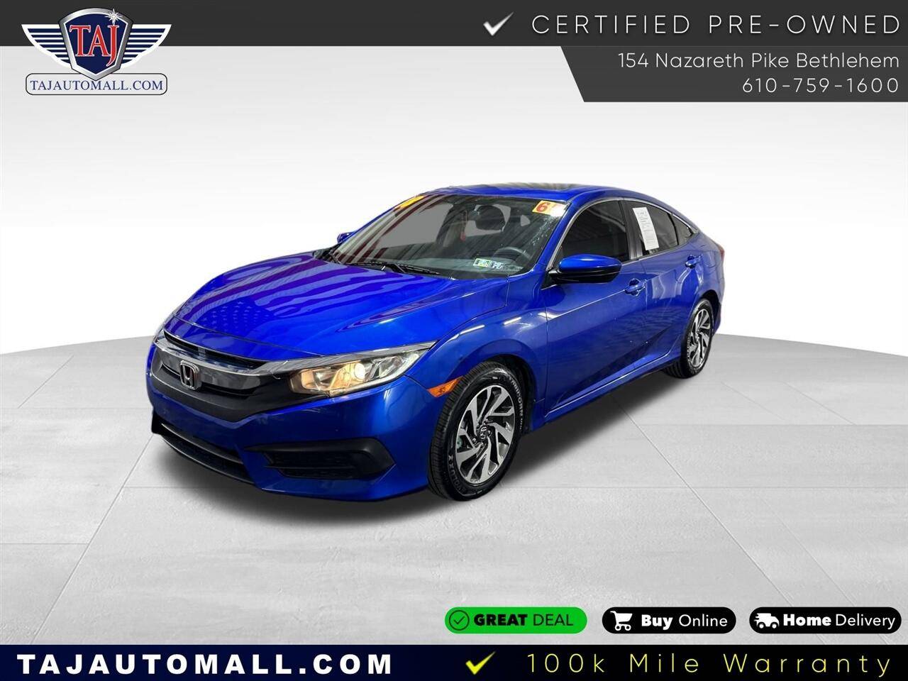 2018 Honda Civic EX — Sedan — 67,196 mi — Bethlehem, PA