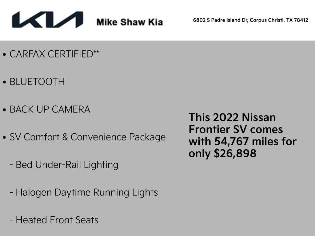 2022 Nissan Frontier SV — Pickup Truck — 54,767 mi — Corpus Christi, TX