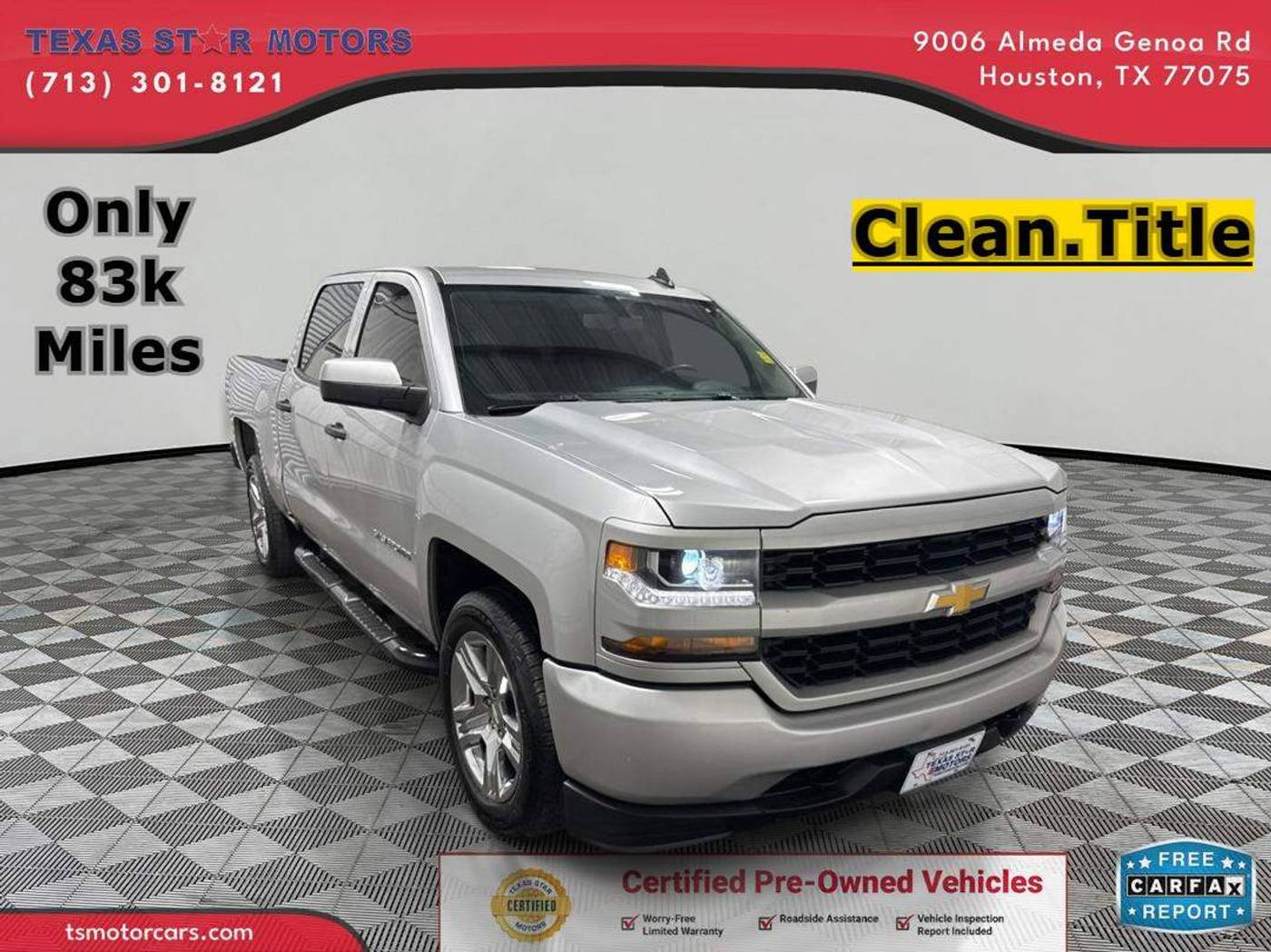 2018 Chevrolet Silverado 1500 Custom — Pickup Truck — 83,789 mi — Houston, TX