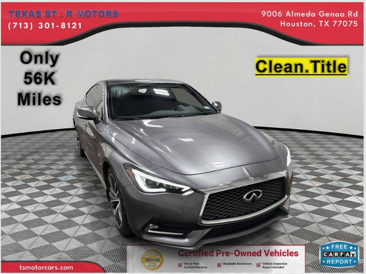 2018 INFINITI Q60 2.0t PURE — Coupe — 56,306 mi — Houston, TX