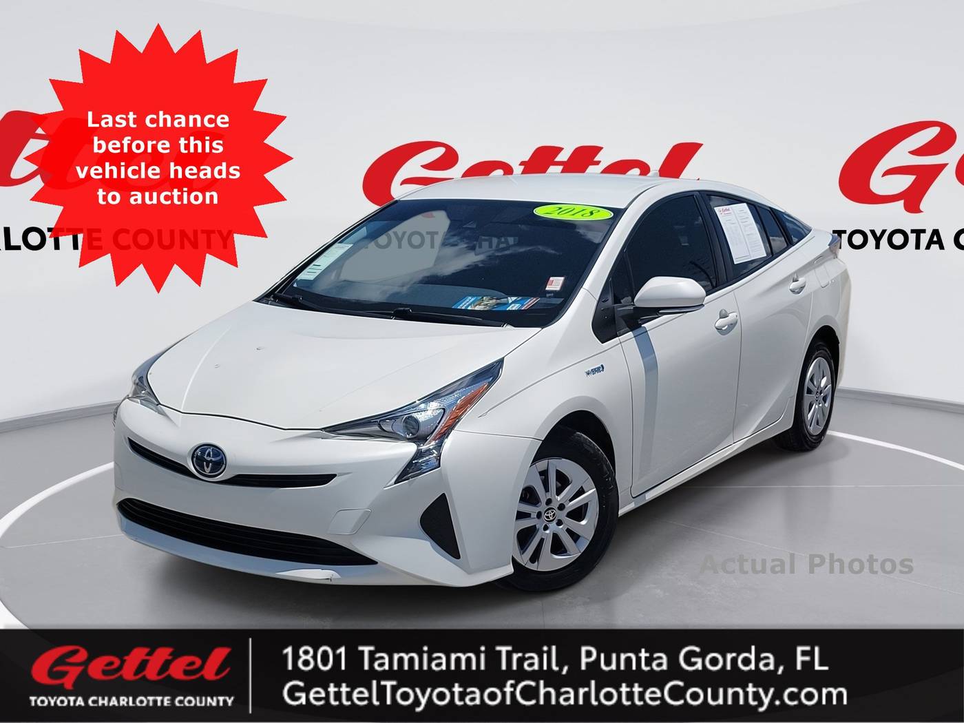 2018 Toyota Prius One — Hatchback — 50,017 mi — Punta Gorda, FL