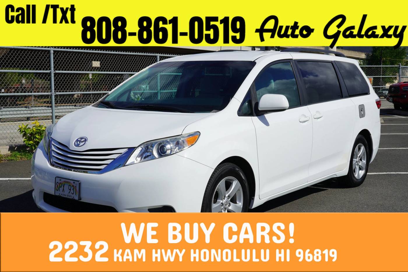 2015 Toyota Sienna LE — Minivan — 86,805 mi — Honolulu, HI