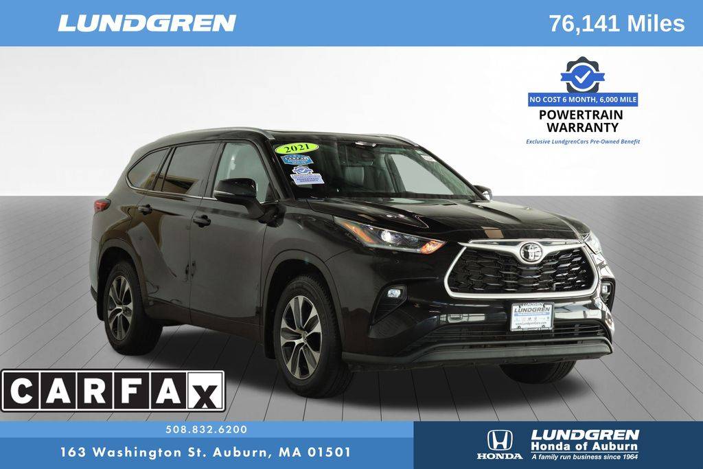 2021 Toyota Highlander XLE — SUV — 76,132 mi — Auburn, MA