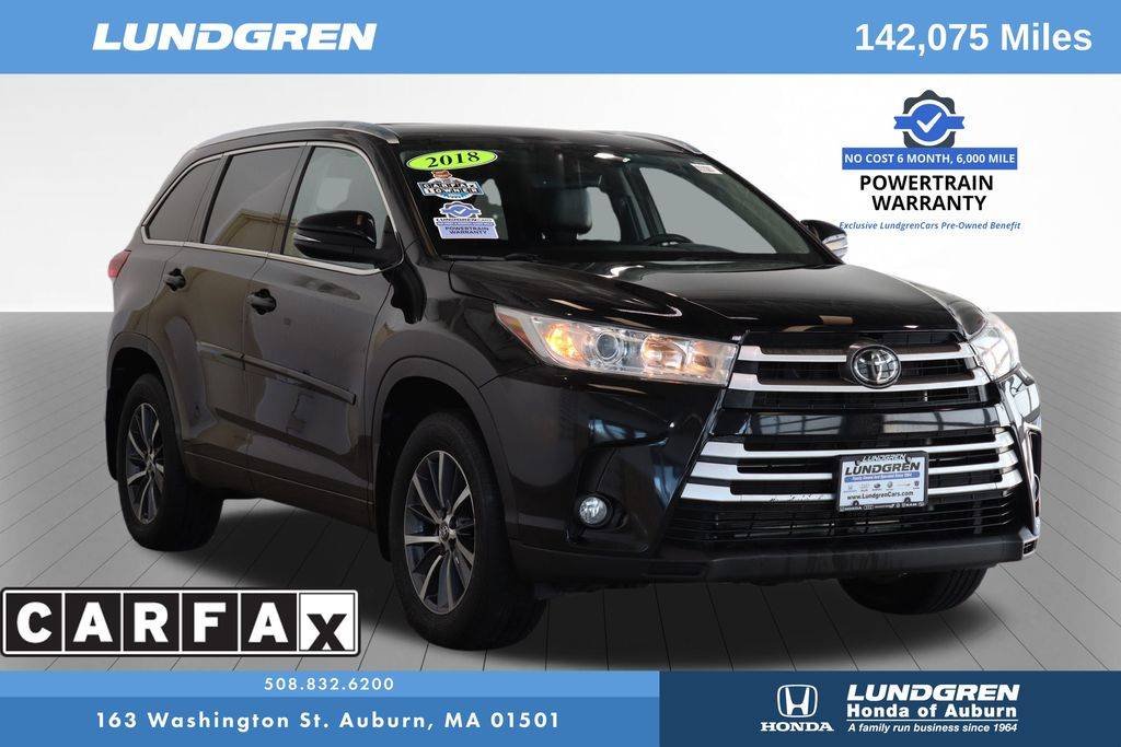 2018 Toyota Highlander XLE — SUV — 141,815 mi — Auburn, MA