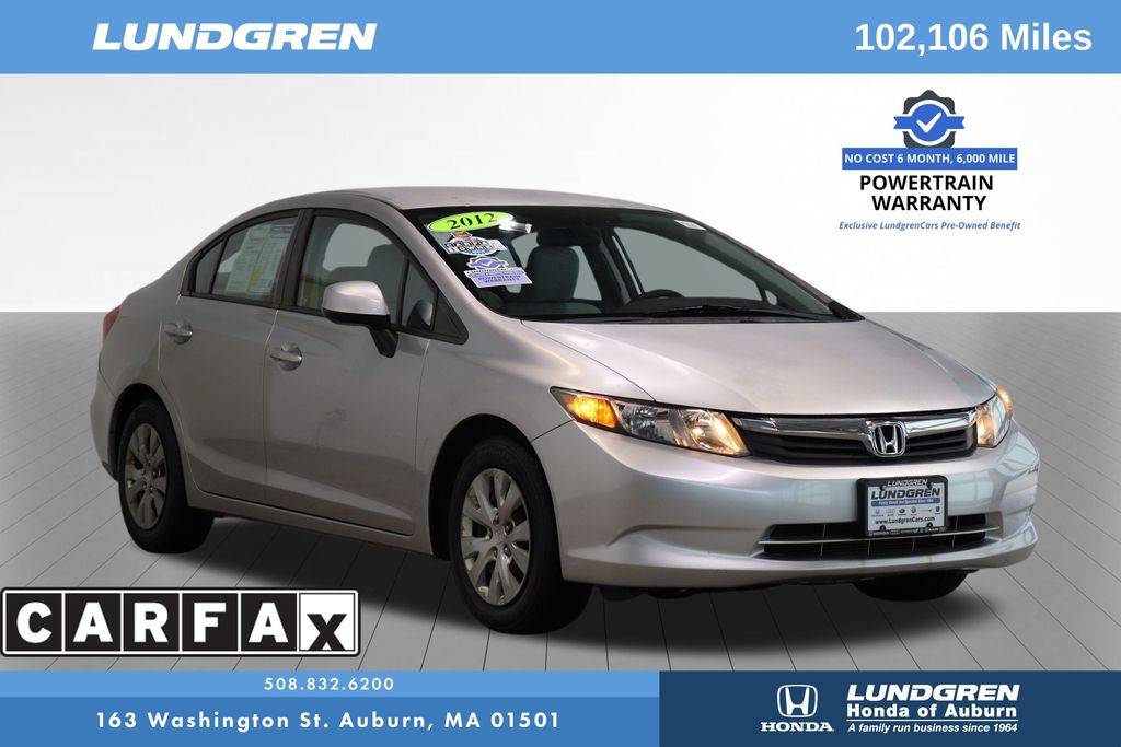2012 Honda Civic LX — Sedan — 102,106 mi — Auburn, MA
