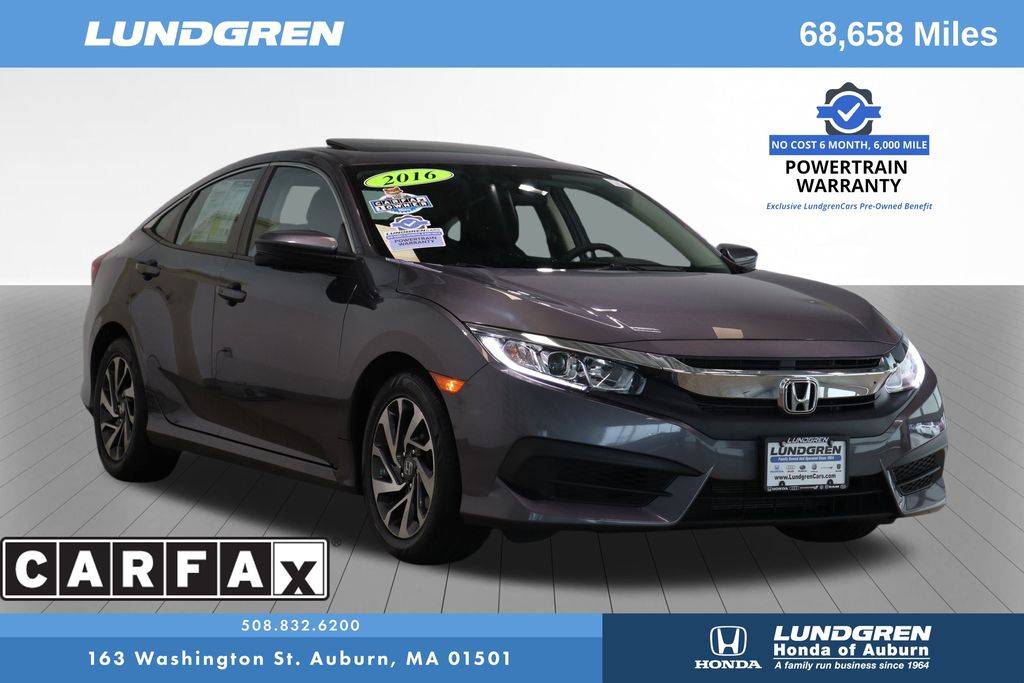 2016 Honda Civic EX — Sedan — 68,658 mi — Auburn, MA