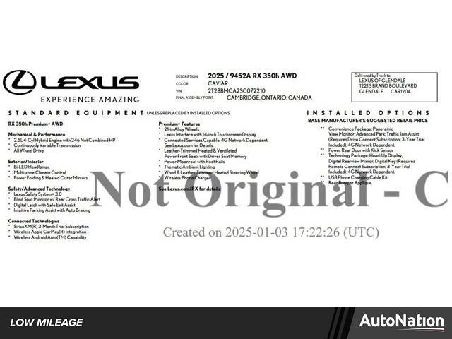 2025 Lexus RX RX 350h Premium Plus — SUV — 4,746 mi — Cerritos, CA