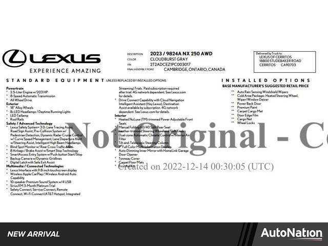 2023 Lexus NX NX 250 — SUV — 14,617 mi — Cerritos, CA