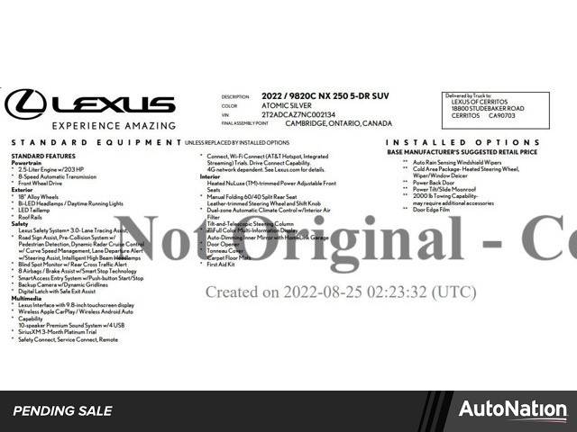 2022 Lexus NX NX 250 — SUV — 9,655 mi — Cerritos, CA