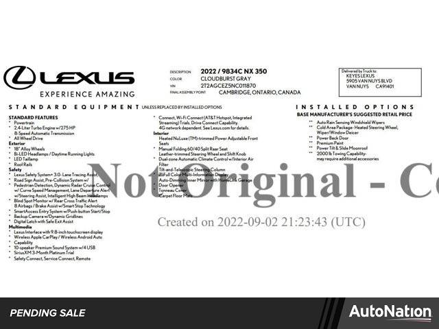 2022 Lexus NX NX 350 — SUV — 33,071 mi — Cerritos, CA
