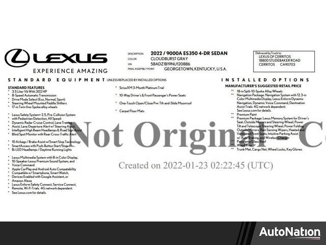 2022 Lexus ES ES 350 — Sedan — 46,511 mi — Cerritos, CA