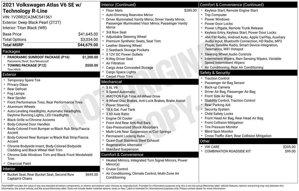 2021 Volkswagen Atlas SE with Technology R-Line — SUV — 93,634 mi — Akron, OH