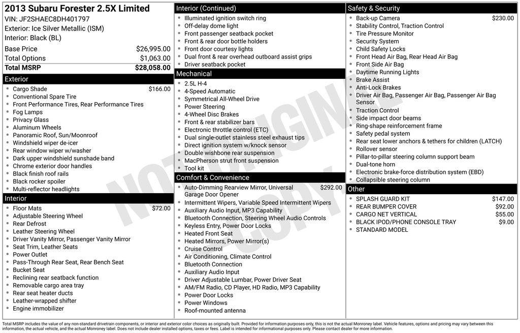 2013 Subaru Forester 2.5X Limited — SUV — 175,021 mi — Akron, OH
